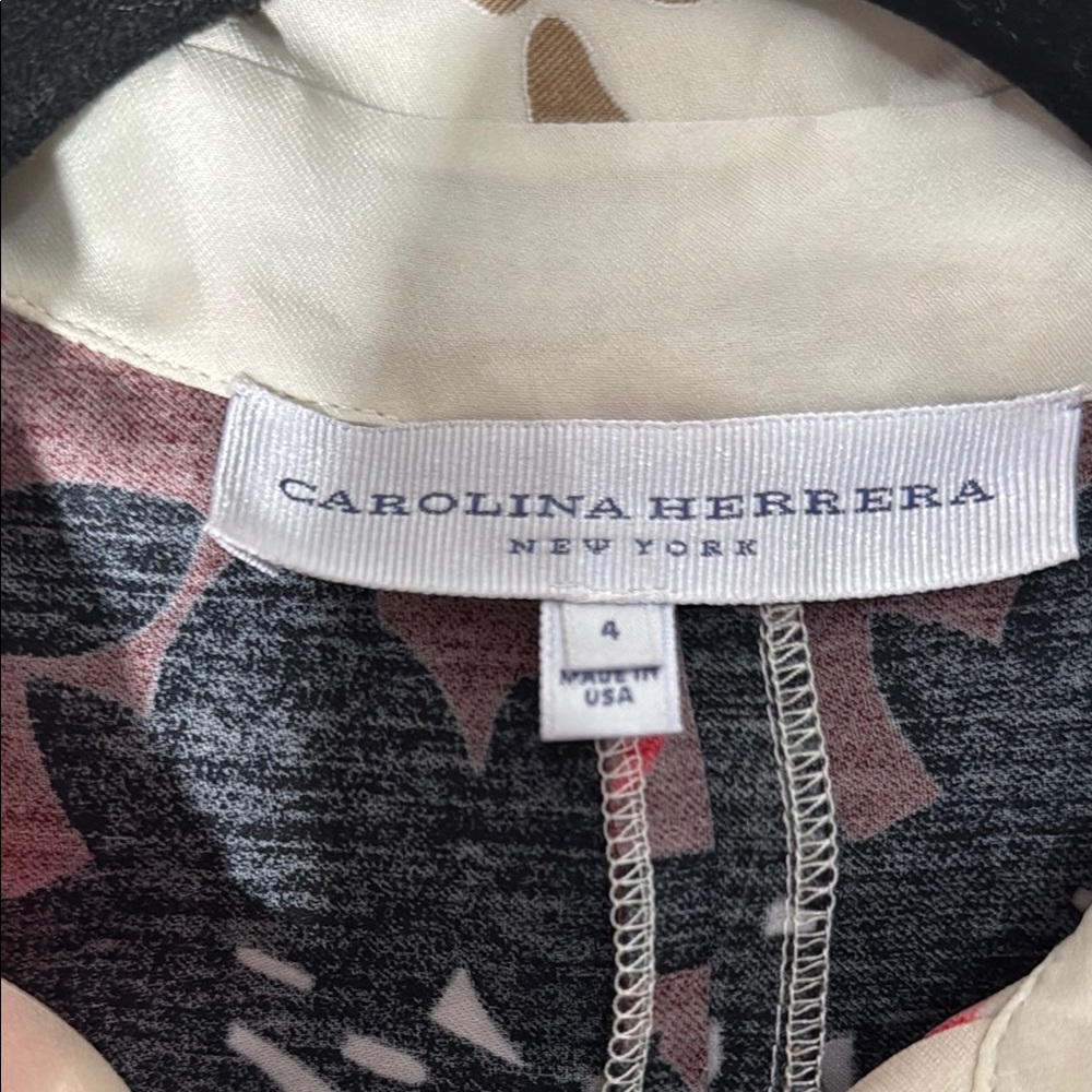 Carolina Herrera Floral Red and Black Women's Top size 4 - Picture 3 of 6